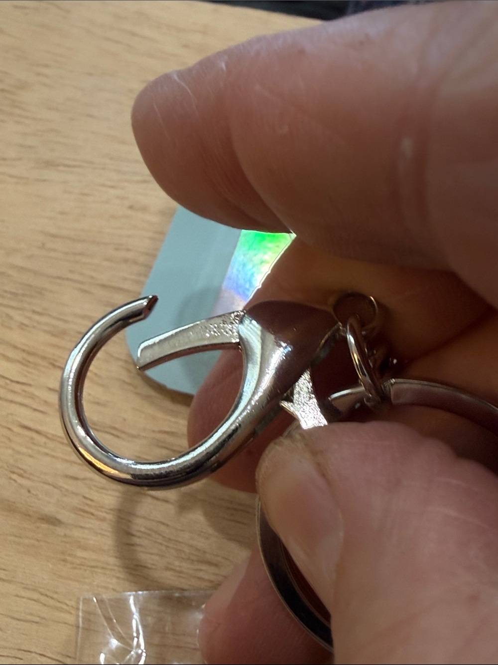 Wood Bead Keychain with Green Stone Accents - Picture 5 of 7